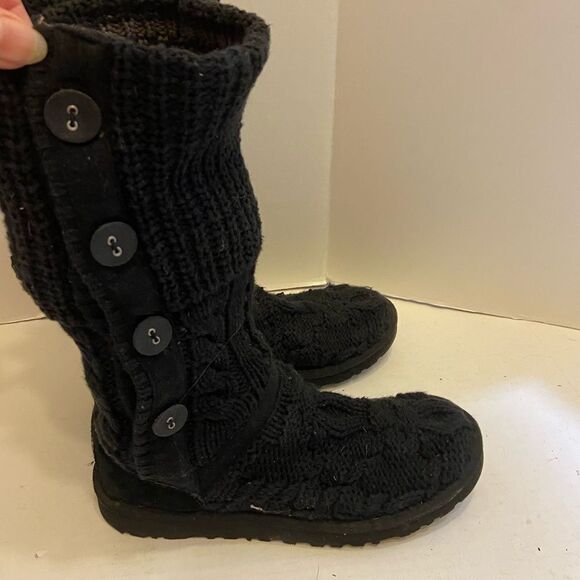Ugg Carey knit black boots size 7 buttons - Picture 4 of 11